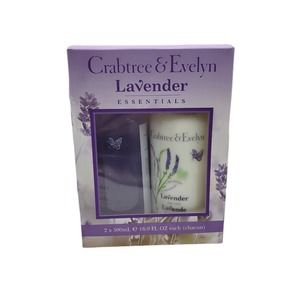 Crabtree & Evelyn Lavender Bath and Shower Gel & Body Lotion 16.9 Oz Bottles Set